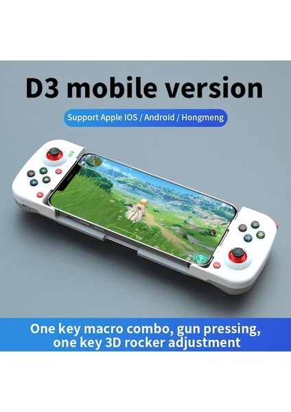 Beyaz Kablosuz Bt 5.0 Cep Telefonu Için Gerilebilir Oyun Denetleyicisi Android Ios Gamepad Joystick Ps4 Anahtarı Pc Için Geri Çekilebilir Gamepad (Yurt Dışından)