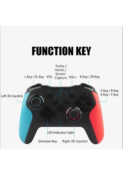 MG25Z Mavi KIRMIZI-NS009 Bluetooth Oyun Denetleyicisi Kablosuz Gamepad Nintendo Anahtarı Konsolu Ps3 Pc Windows 7 10 Çift Titreşim Joystick (Yurt Dışından) indirimleri