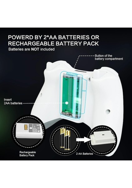 Kablolu -Wh-Gamepad Xbox 360 Için Kablosuz Titreşim Joystick Microsoft Pc Konsolu Için Windows 7 8 10 Oyun Denetleyicisi Ile Uyumlu (Yurt Dışından)