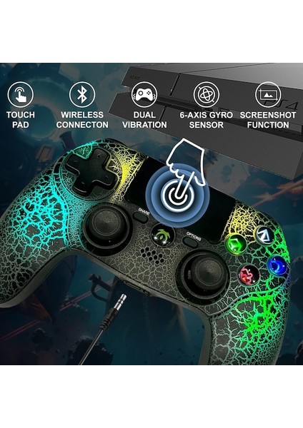 Ps4 Komutu Için Siyah Denetleyici Ps4 Pro Kontrolü Ps4 Slim/ps3/ıphone Uyumlu/ıpad/ios/android/pc Çift Titreşimli Kablosuz Joystick (Yurt Dışından)