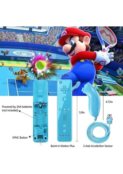 Sol Sağ Kırmızı Set-2in1 Sol/sağ Kablosuz Denetleyici Nintendo Wii/wii U Video Oyunu Gamepad Motion Plus Cmos Sensörü Motor Kolu Aksesuarları (Yurt Dışından)