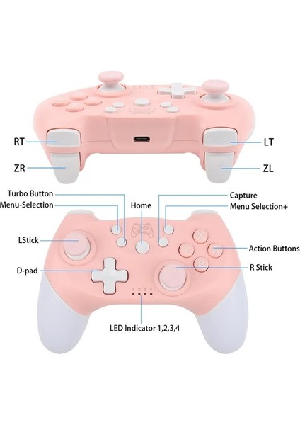 A0355-1-BT Anahtar Pro Lite Için Kablosuz Oyun Denetleyicisi Programlanabilir Uyandırma Fonksiyonu Ile Pc Oyun Denetleyicisi Için OLED Gamepad Joystick (Yurt Dışından)