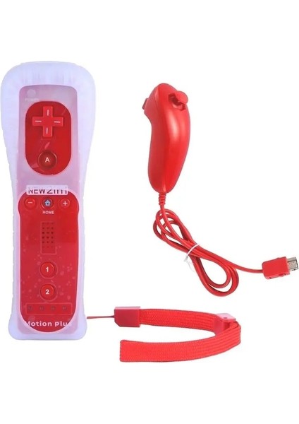 Sıradan Açık Mavi-Top 2 In 1 Kablosuz Gamepad Uzaktan Kumanda Dahili Motion Plus + Wii Denetleyici Joystick Silikon Kılıf Için Nunchuck (Yurt Dışından)