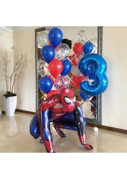 1 Takım Marvel Örümcek Adam Kahraman 3D Alüminyum Balon Anime Figürleri Kawaii Aksiyon Figürü Doğum Günü Partisi Dekoru Çocuklar Şişme Oyuncak Hediye (Yurt Dışından)