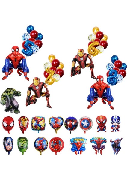 1 Takım Marvel Örümcek Adam Kahraman 3D Alüminyum Balon Anime Figürleri Kawaii Aksiyon Figürü Doğum Günü Partisi Dekoru Çocuklar Şişme Oyuncak Hediye (Yurt Dışından) fırsatları