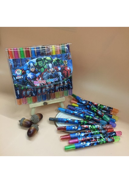 Disney Örümcek Adam Karikatür Çocuk Boya Kalemi Setleri Öğrenci Döner Fırça 12 Renk Dönen Grafiti Kalem Çocuklar Pastel Sanat Malzemeleri (Yurt Dışından) modelleri
