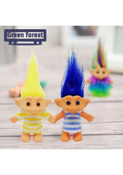 Yeşil Orman Trol Bebek Figürü Renkli Gözler Mini Trol Bebek Sevimli Süsleme (Yurt Dışından)