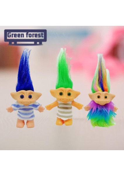 Yeşil Orman Trol Bebek Figürü Renkli Gözler Mini Trol Bebek Sevimli Süsleme (Yurt Dışından)
