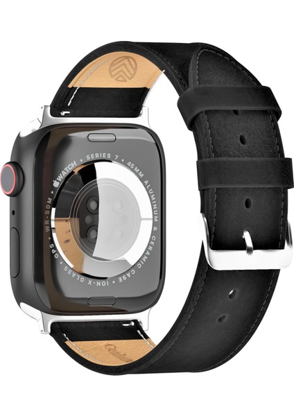 Apple Watch Uyumlu Deri Kordon Ultra Ultra2 42 / 44 / 45 / 49 mm Ultra Ultra 2 Seri 9 8 7 6 5 4 3 Uyumlu Hakiki Deri Kayış Siyah Vagave fiyatları