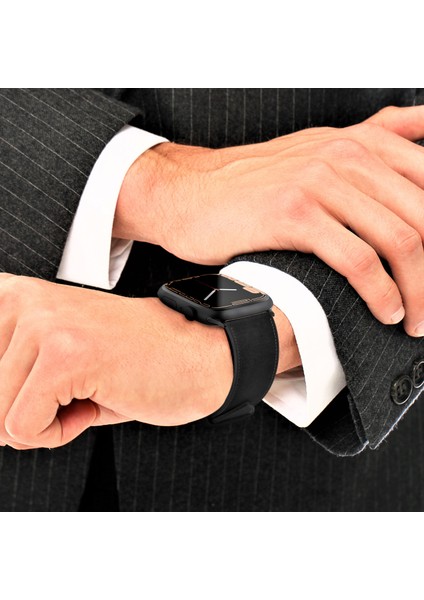 Apple Watch Siyah Deri Kordon 38MM 40MM 41MM 3 4 5 6 7 Se 8 9 Uyumlu Siyah Hakiki Deri Kayış fırsatları