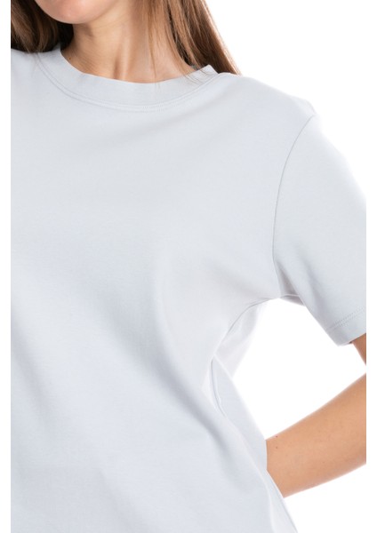 Kadın Gri Bisiklet Yaka Kısa Kol Tshirt S-101 fiyatları