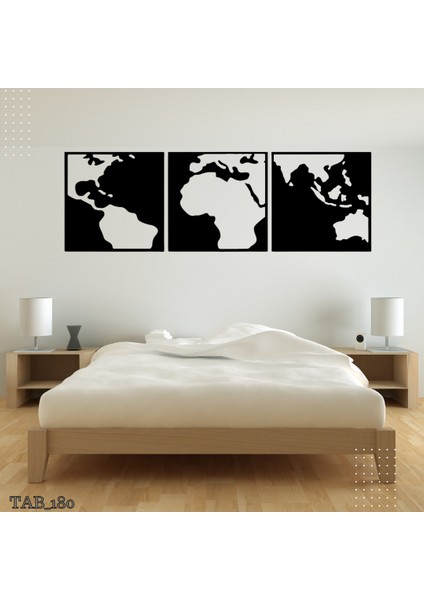 3’lü Dünya Tasarımlı Ahşap Tablo