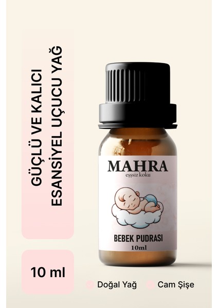 Mahra Shop Bebek Pudrası Esansiyel Uçucu Koku Yağı Buhurdanlık Yağı Difüzör Esansı Ortam Oda Kokusu 10 ml