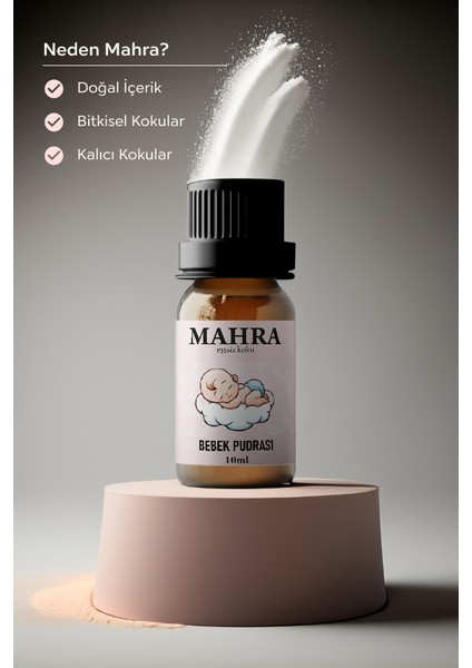 Mahra Shop Bebek Pudrası Esansiyel Uçucu Koku Yağı Buhurdanlık Yağı Difüzör Esansı Ortam Oda Kokusu 10 ml