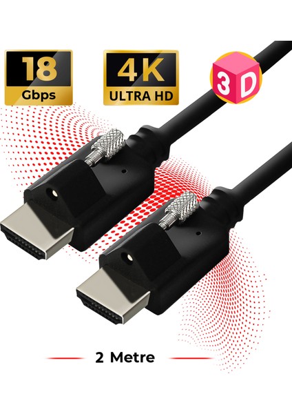 Ttaf Vidalı HDMI 2.0 4K Ultra Hd 60 Hz Ses ve Görüntü Aktarım Kablosu 2 Metre