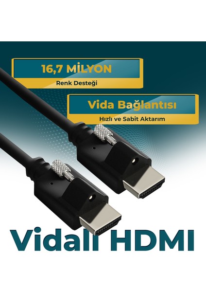 Ttaf Vidalı HDMI 2.0 4K Ultra Hd 60 Hz Ses ve Görüntü Aktarım Kablosu 2 Metre