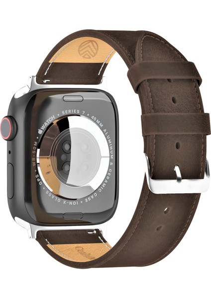 Apple Watch Kordon 38MM 40MM 41MM 3 4 5 6 7 Se 8 9 Uyumlu Kahverengi Hakiki Deri Kayış