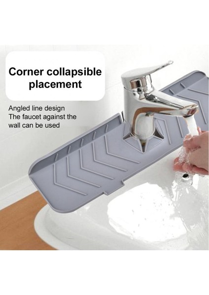 Gri Tarzı Silikon Musluk Mat Mutfak Musluk Kolu Damlama Tutucu Tepsi Çift Taraflı Kullanım Musluklar Paspaslar Su Tahliye Pedi Lavabo Sıçrama Koruması (Yurt Dışından) fırsatları