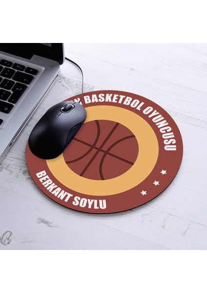 Basketbolcuya Hediye Isme Özel Yuvarlak Mousepad