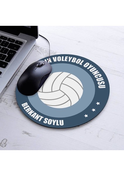 Voleybolcuya Hediye Isme Özel Yuvarlak Mousepad