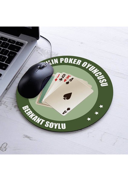 Yılın Poker Oyuncusu Isme Özel Yuvarlak Mousepad