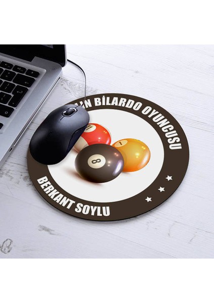 Yılın Bilardo Oyuncusu Isme Özel Yuvarlak Mousepad