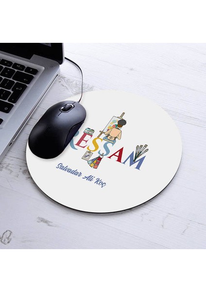 Isimli Ressamlara Özel Yuvarlak Mousepad