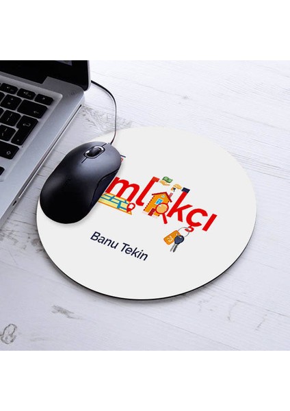 Isimli Emlakçılara Özel Yuvarlak Mousepad