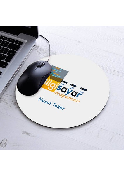 Bilgisayar Programcısı Temalı Yuvarlak Mousepad