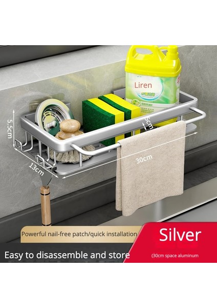 No.1 Stili 300 mm Duvara Monte Su Deposu Rafı Mutfak Depolama Rafı Ev Baharat Rafı Lavabo Sünger Drenaj Sepeti Mutfak Askısı (Yurt Dışından)