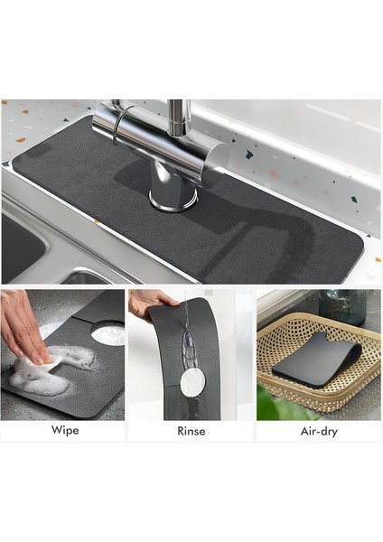 No.6 Stili Mutfak Lavabo Sıçrama Mat, Lavabo Musluğu Sıçrama Catcher Guard Tezgah Su Emici Mat Mutfak Banyo Kurutma Mat (Yurt Dışından) fırsatları