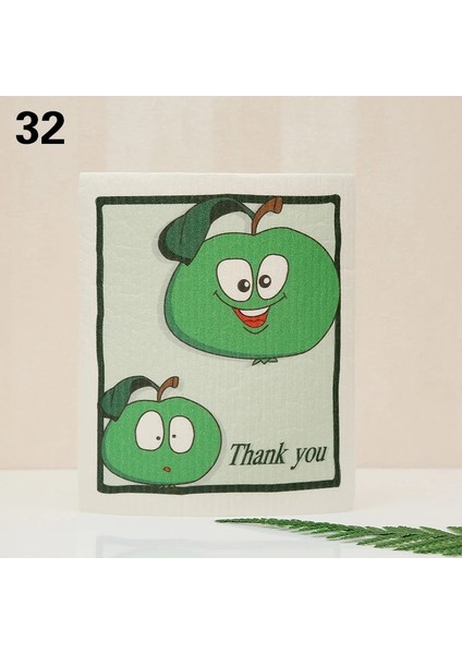 No.32 Tarzı No.1 Boyutu Karikatür Baskılı Emici Bulaşık Bezi Yeniden Kullanılabilir Temizlik Bezleri Islak Kuru Mutfak Bez Bulaşık Yıkama Ovma Coaster Pad 17*20 cm (Yurt Dışından)