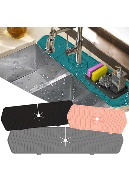 Gri Tarzı 36CM Musluk Emici Mat Silikon Mutfak Musluk Su Tutucu Mat Lavabo Sıçrama Koruma Su Tahliye Pedi Tezgah Koruyucu Mat (Yurt Dışından) fiyatları