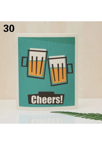 No.30 Stili No.1 Boyutu Karikatür Baskılı Emici Bulaşık Bezi Yeniden Kullanılabilir Temizlik Bezleri Islak Kuru Mutfak Bez Bulaşık Yıkama Ovma Coaster Pad 17*20 cm (Yurt Dışından)
