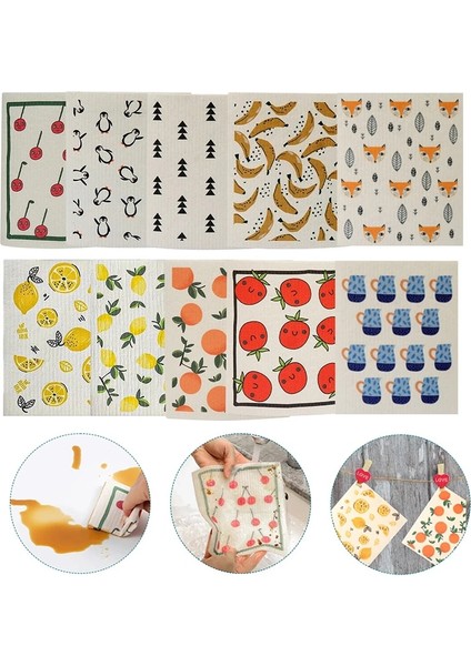 No.30 Stili No.1 Boyutu Karikatür Baskılı Emici Bulaşık Bezi Yeniden Kullanılabilir Temizlik Bezleri Islak Kuru Mutfak Bez Bulaşık Yıkama Ovma Coaster Pad 17*20 cm (Yurt Dışından) indirimleri