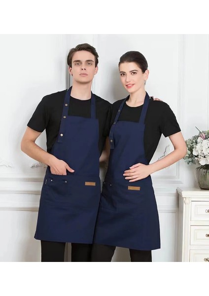 Kahve Tarzı Mutfak Pişirme Önlüğü Kadın Erkek Cep Ayarlanabilir Su Geçirmez Kalınlaşmış Önlük Pişirme Bar Restoran Cafe Çalışma Elbiseleri (Yurt Dışından)