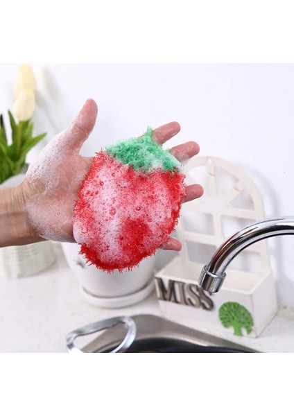 Yeşil Stil Sevimli Çilek Kase Pan Donge Meyve Ovma Bulaşık Bezi Ev Mutfak Temizleme Aracı Yumuşak Çizilmez Drubber Havlu (Yurt Dışından) fiyatları