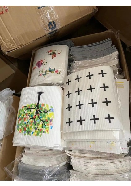 Turuncu Tarzı 17X20CM 2 Adet Mutfak Temizlik Bezleri Almanya Pamuk Hamuru Havlu Yapışmaz Yağ Bulaşık Havlusu Selüloz Sünger Mutfak Bezi Temizlik Havlusu (Yurt Dışından)