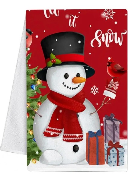 C Tarzı Mükemmel Bulaşık Havlusu Dayanıklı Mikrofiber Mutfak Havlusu Noel Stilleri Tatil Çay Kardan Adam El Havlusu (Yurt Dışından)