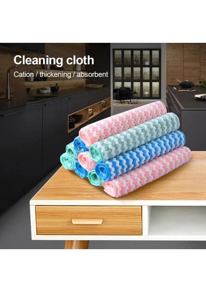 Yeşil Stil 3 Parça Mutfak Ovma Pedi Anti-Yağ Silme Paçavra Mikrofiber Silin Temizlik Bezi Ev Yıkama Bulaşık Çok Fonksiyonlu Temizleme Araçları (Yurt Dışından) modelleri