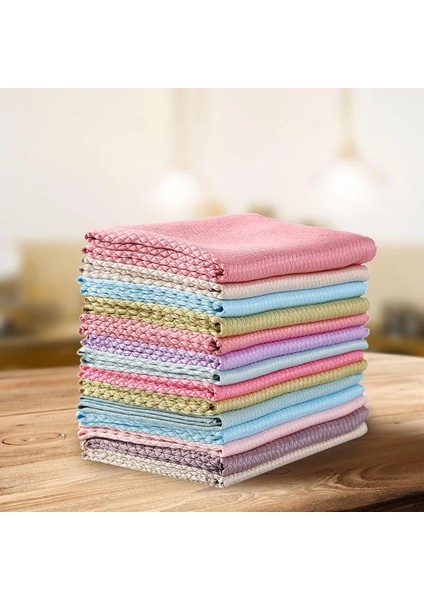 3mavi Tarzı 3 Parça 3 Adet Mutfak Mikrofiber Temizlik Bezi Süper Emici Verimli Solgun Silme Bezi Cam Pencere Bulaşık Temizleme Silme Bezi (Yurt Dışından)