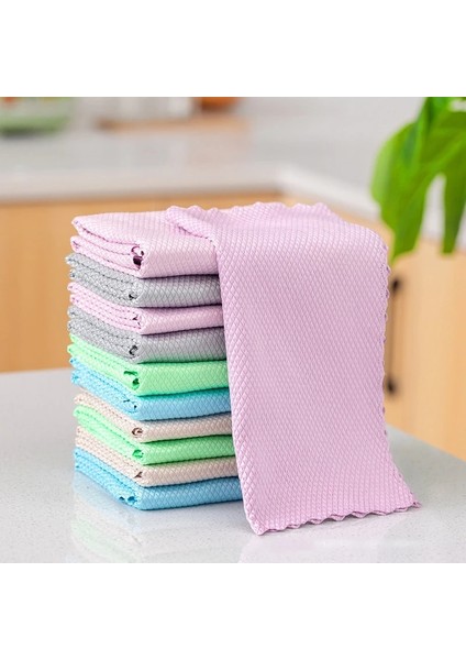 3mavi Tarzı 3 Parça 3 Adet Mutfak Mikrofiber Temizlik Bezi Süper Emici Verimli Solgun Silme Bezi Cam Pencere Bulaşık Temizleme Silme Bezi (Yurt Dışından)
