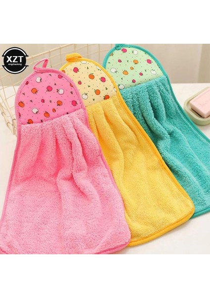 Sarı Stil Mercan Kadife Banyo Malzemeleri Yumuşak El Havlusu Emici Kumaş Bulaşık Bezleri Asılı Kumaş Mutfak Aksesuarları 30*38 cm (Yurt Dışından) fırsatları