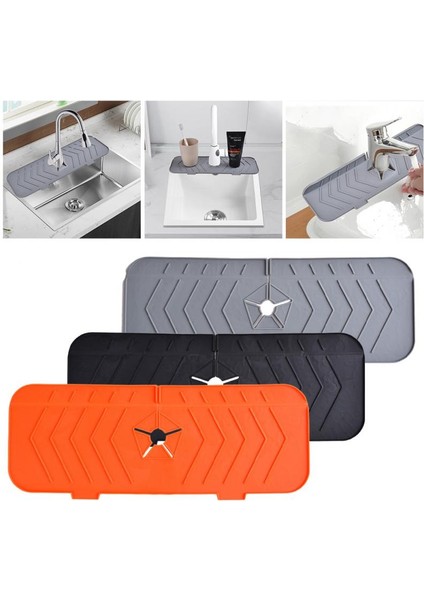 Turuncu Tarzı Silikon Musluk Mat Mutfak Musluk Kolu Damlama Tutucu Tepsi Çift Taraflı Kullanım Musluklar Paspaslar Su Tahliye Pedi Lavabo Sıçrama Koruması (Yurt Dışından) modelleri