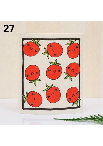 No.27 Tarzı No.1 Boyutu Karikatür Baskılı Emici Bulaşık Bezi Yeniden Kullanılabilir Temizlik Bezleri Islak Kuru Mutfak Bez Bulaşık Yıkama Ovma Coaster Pad 17*20 cm (Yurt Dışından)
