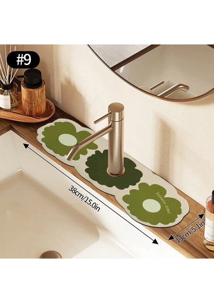 S9 Tarzı Musluk Emici Mat Banyo Lavabo Sıçrama Koruması Lavabo Tezgah Koruyucu Yıkanabilir Kurutma Pedleri Mutfak Aksesuarları (Yurt Dışından)
