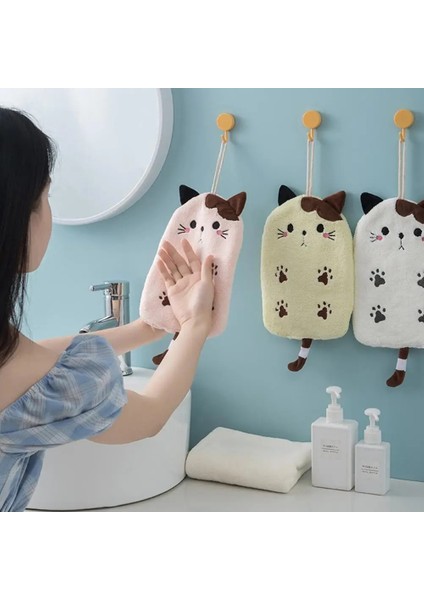Gri Tarzı 1 Adet Havlu Süper Emici Cilt Dostu 4 Renk Karikatür Kedi Şekli Dekoratif Asılı Kadife El Yüz Havlusu Banyo Kaynağı (Yurt Dışından) fırsatları