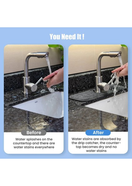 63.5X12.7CM Stili 1 Parça Mutfak Lavabo Sıçrama Mat, Mutfak Banyo Kurutma Için Musluk Sıçrama Yakalayıcı Tezgah Emici Mat (Yurt Dışından) fırsatları