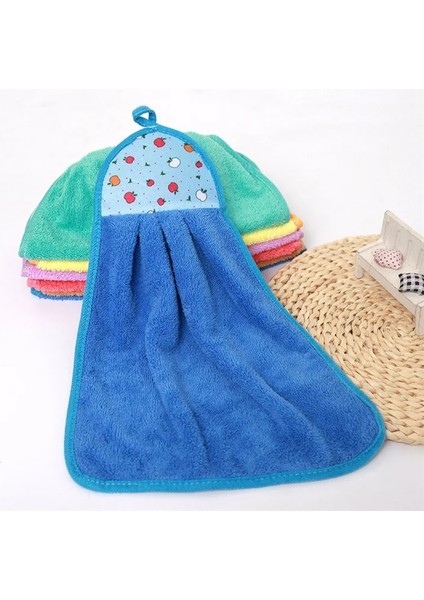 Mavi Stil Mercan Kadife Banyo Malzemeleri Yumuşak El Havlusu Emici Kumaş Bulaşık Bezleri Asılı Kumaş Mutfak Aksesuarları 30*38 cm (Yurt Dışından)