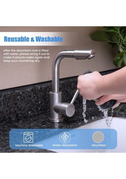 Yeşil Tarzı Musluk Emici Mat Sıçrama Yakalayıcı Temiz Bez Banyo Lavabo Mikrofiber Yeniden Kullanılabilir Çevre Dostu Kurutma Pedleri Mutfak Için (Yurt Dışından)